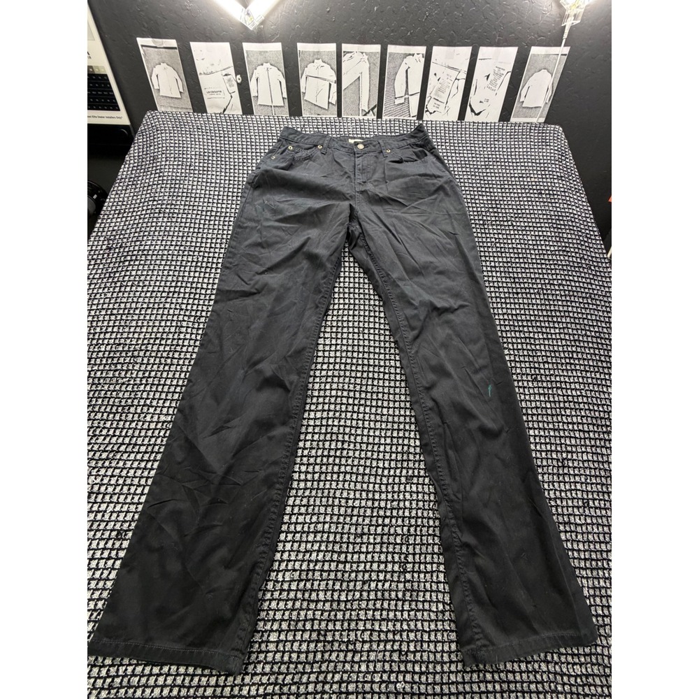 St. John's Bay Relaxed Fit Pants Womens 12 Black 100% Cotton Straight
